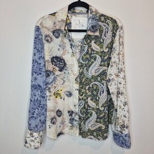 Cino Floral Mixed Print Button Down Boho Bohemian Hipp Phoebe Buffay Cowgirl PXL